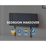 Linen Fabric Double Bed Deluxe Headboard Bedhead - Grey