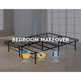 Queen Folding Metal Bed Frame Storage Platform Mattress Base