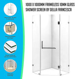 1000 x 1000mm Frameless 10mm Glass Shower Screen By Della Francesca