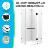 1000 x 1000mm Frameless 10mm Glass Shower Screen By Della Francesca