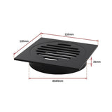 Square Black Floor Grate Drain 110 mm Full Brass Construction