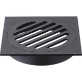 Square Black Floor Grate Drain 110 mm Full Brass Construction