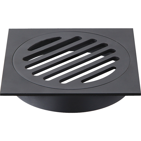 Square Black Floor Grate Drain 110 mm Full Brass Construction