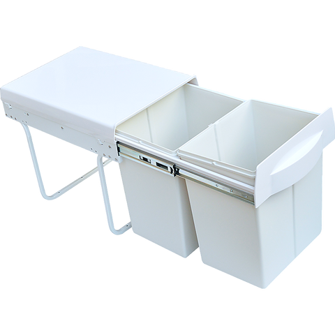 Pull Out Bin Kitchen Double Dual Slide Garbage Rubbish Waste 2X20L