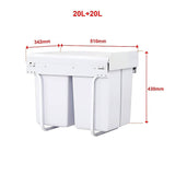 Pull Out Bin Kitchen Double Dual Slide Garbage Rubbish Waste 2X20L