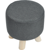 Fabric Ottoman Foot Stool Rest Pouffe Footstool Wood Storage Padded Seat