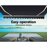 Motorised Outdoor Folding Arm Awning Retractable Sunshade Canopy Grey 4.0m x 2.5m