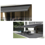 Motorised Outdoor Folding Arm Awning Retractable Sunshade Canopy Grey 4.0m x 2.5m