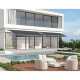 Motorised Outdoor Folding Arm Awning Retractable Sunshade Canopy Grey 5.0m x 3.0m