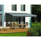 Motorised Outdoor Folding Arm Awning Retractable Sunshade Canopy Grey 5.0m x 3.0m