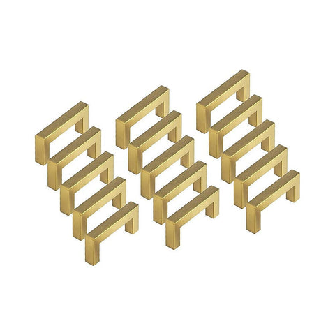 15x Brushed Brass Drawer Pulls Kitchen Cabinet Handles - Gold Finish 96mm