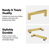 15x Brushed Brass Drawer Pulls Kitchen Cabinet Handles - Gold Finish 192mm