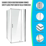Shower Screen 900x700x1900mm Framed Safety Glass Pivot Door By Della Francesca