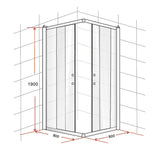 800 x 800mm Sliding Door Nano Safety Glass Shower Screen By Della Francesca