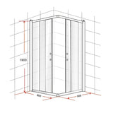 800 x 900mm Sliding Door Nano Safety Glass Shower Screen By Della Francesca