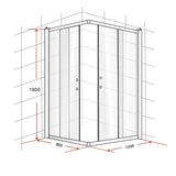 800 x 1200mm Sliding Door Nano Safety Glass Shower Screen By Della Francesca