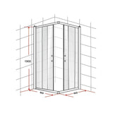 900 x 800mm Sliding Door Nano Safety Glass Shower Screen By Della Francesca