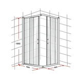 1000 x 800mm Sliding Door Nano Safety Glass Shower Screen By Della Francesca