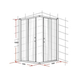 1200 x 1000mm Sliding Door Nano Safety Glass Shower Screen By Della Francesca