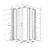 800 x 800mm Sliding Door Nano Safety Glass Shower Screen By Della Francesca