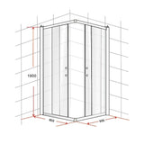 800 x 900mm Sliding Door Nano Safety Glass Shower Screen By Della Francesca