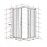 800 x 1000mm Sliding Door Nano Safety Glass Shower Screen By Della Francesca