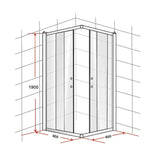 900 x 800mm Sliding Door Nano Safety Glass Shower Screen By Della Francesca