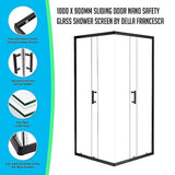 1000 x 900mm Sliding Door Nano Safety Glass Shower Screen By Della Francesca