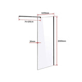 1100 x 2000mm Frameless 10mm Safety Glass Shower Screen