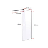 1200 x 2100mm Frameless 10mm Safety Glass Shower Screen