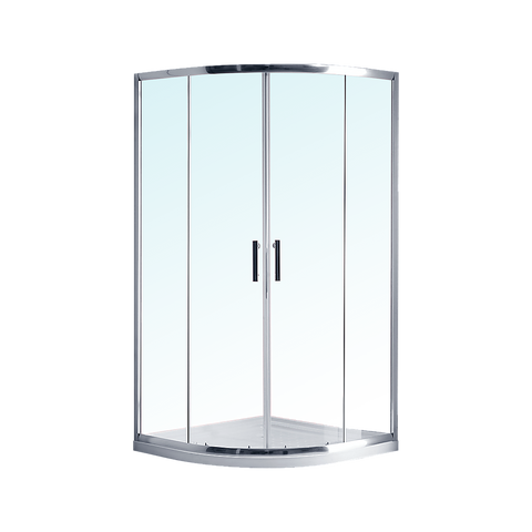 100 x 100cm Rounded Sliding 6mm Curved Shower Screen with Base in Chrome