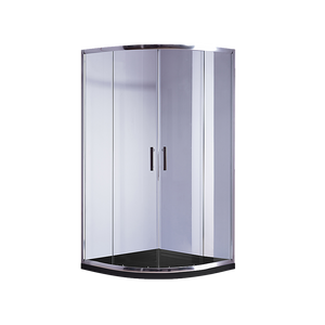 100 x 100cm Chrome Rounded Sliding 6mm Curved Shower Screen with Black Base