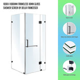 1000 x 1000mm Frameless 10mm Glass Shower Screen By Della Francesca