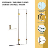 100 x 200cm Wall to Wall Frameless Shower Screen 10mm Glass By Della Francesca