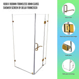 1000 x 900mm Frameless 10mm Glass Shower Screen By Della Francesca