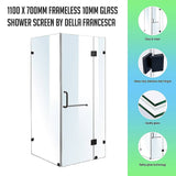 1100 x 700mm Frameless 10mm Glass Shower Screen By Della Francesca