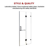 110 x 200cm Wall to Wall Frameless Shower Screen 10mm Glass By Della Francesca