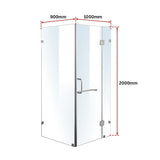 1000 x 900mm Frameless 10mm Glass Shower Screen By Della Francesca