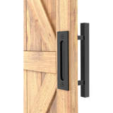 12" Square Pull and Flush Door Handle Set Black Barn Door Hardware