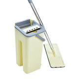 4x Microfiber Pads Flat Mop Bucket Kit 360 Rotating Self Wash Cleaning