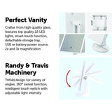 Makeup Mirror With LED Light Standing Mirror Magnifying Tri-Fold Touch