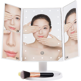 Makeup Mirror With LED Light Standing Mirror Magnifying Tri-Fold Touch