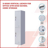 2-Door Vertical Locker for Office Gym Shed School Home Storage