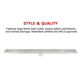 800mm Bathroom Shower Stainless Steel Grate Drain w/Centre outlet Floor Waste