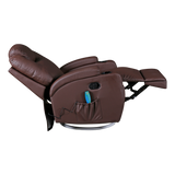 Brown Massage Sofa Chair Recliner 360 Degree Swivel PU Leather Lounge 8 Point Heated