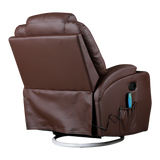 Brown Massage Sofa Chair Recliner 360 Degree Swivel PU Leather Lounge 8 Point Heated