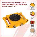3x3 Heavy Duty Machine Dolly Skate Machinery Roller Mover Cargo Trolley 6T