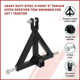 Heavy Duty Steel 3 Point 2" Trailer Hitch Receiver Tow Drawbar For Cat 1 Tractor