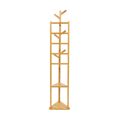 Clothes Coat Rack Garment Stand Shelf Wooden Tree Hanger Bag Hat Hook Holder