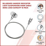Billboard Hanger Indicator Light Suspension Hook Cable 30kg Load Capacity 8 Pack